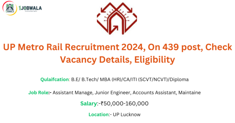 Read more about the article UP Metro Rail Recruitment 2024, On 439 post, Check Vacancy Details, Eligibility