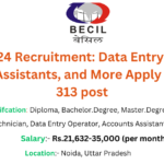 HBECIL 2024 Recruitment: Data Entry Operators, Account Assistants, and More Apply online for 313 post