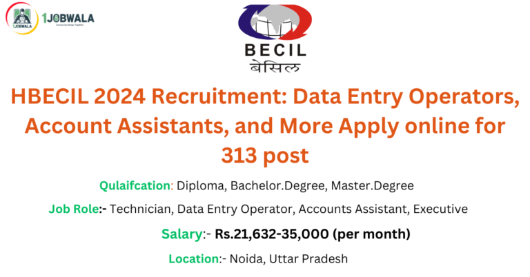 Read more about the article HBECIL 2024 Recruitment: Data Entry Operators, Account Assistants, and More Apply online for 313 post