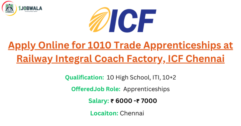 Read more about the article ICF Chennai: Apply Online for 1010 Trade Apprenticeships at Railway Integral Coach Factory