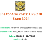 Apply Online for 404 Posts: UPSC NDA & NA II Exam 2024