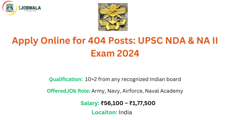 Read more about the article Apply Online for 404 Posts: UPSC NDA & NA II Exam 2024