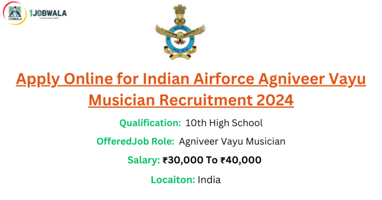 Read more about the article Apply Online for Indian Airforce Agniveer Vayu Musician Recruitment 2024