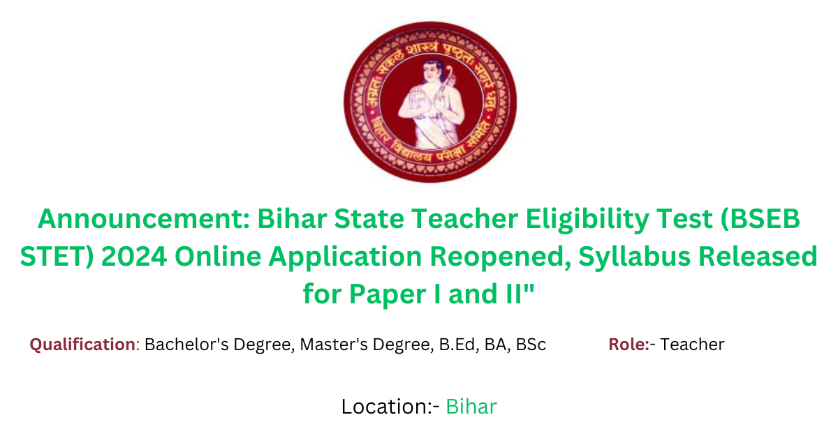  Bihar State Teacher Eligibility Test